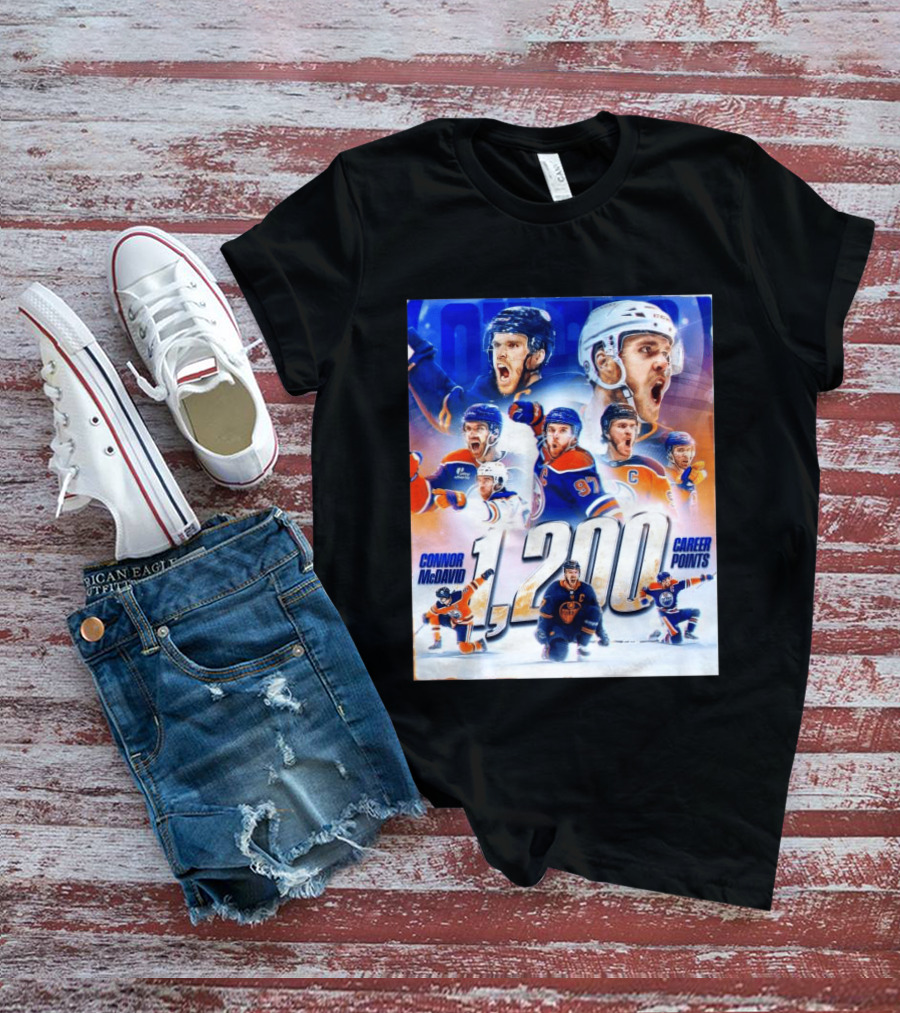 Connor McDavid 1200 Career Points NHL Record T-Shirt