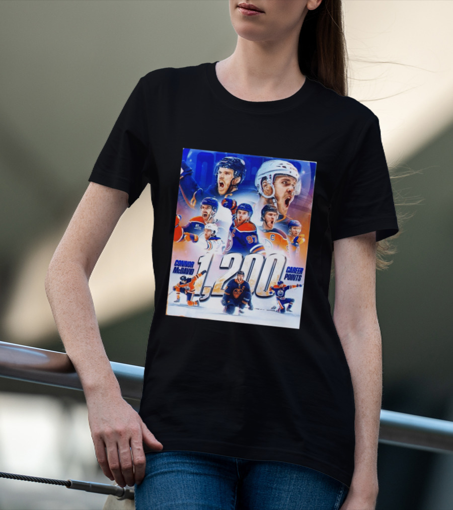 Connor McDavid 1200 Career Points NHL Record T-Shirt