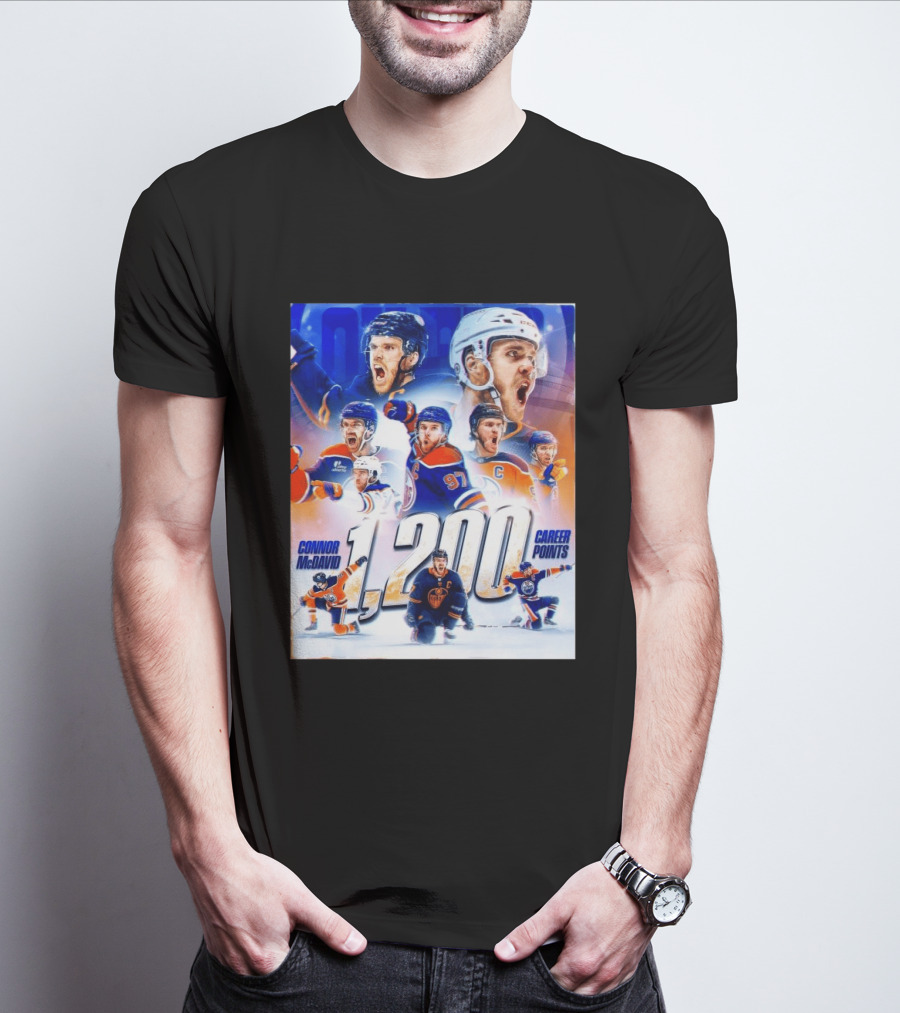 Connor McDavid 1200 Career Points NHL Record T-Shirt