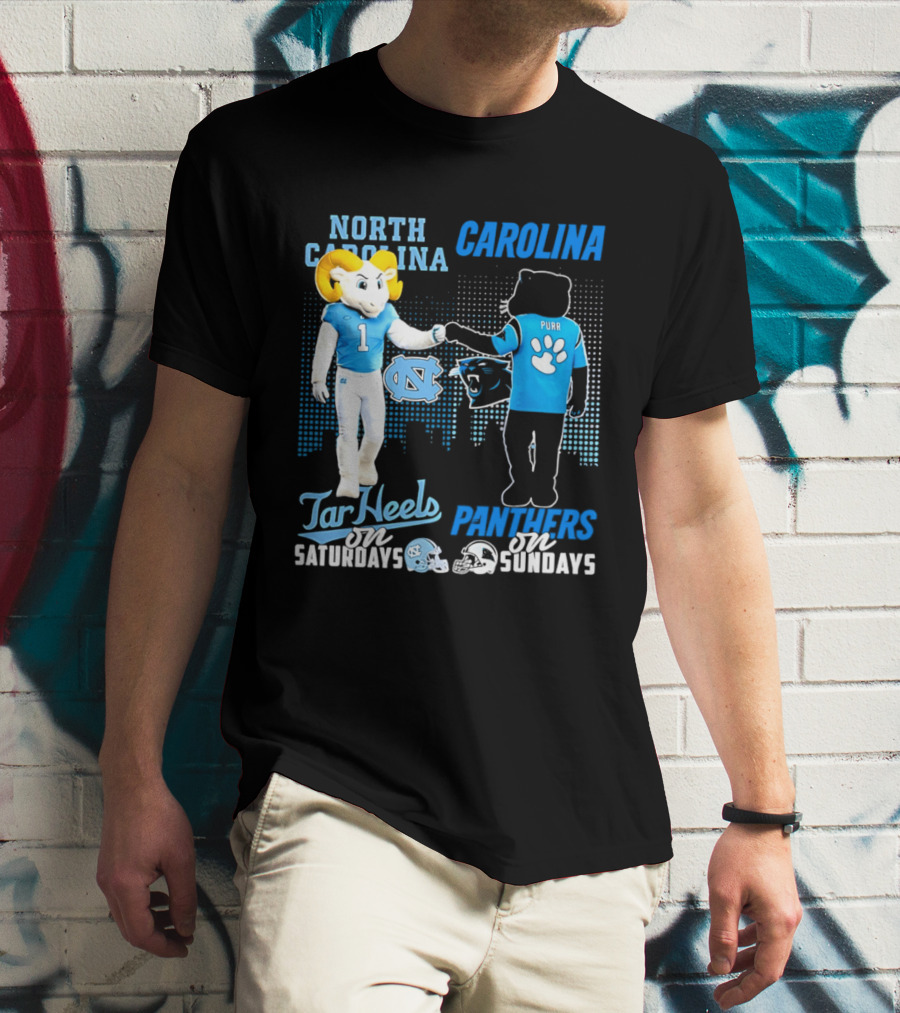 North Carolina Tar Heels Saturdays Carolina Panthers Sundays Skyline T-Shirt
