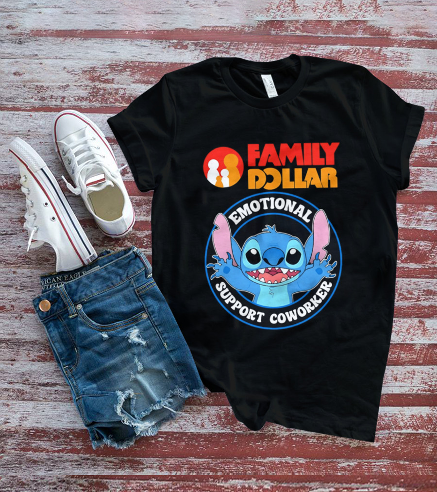 Family Dollar Emotional Support Coworker Stitch T-Shirt