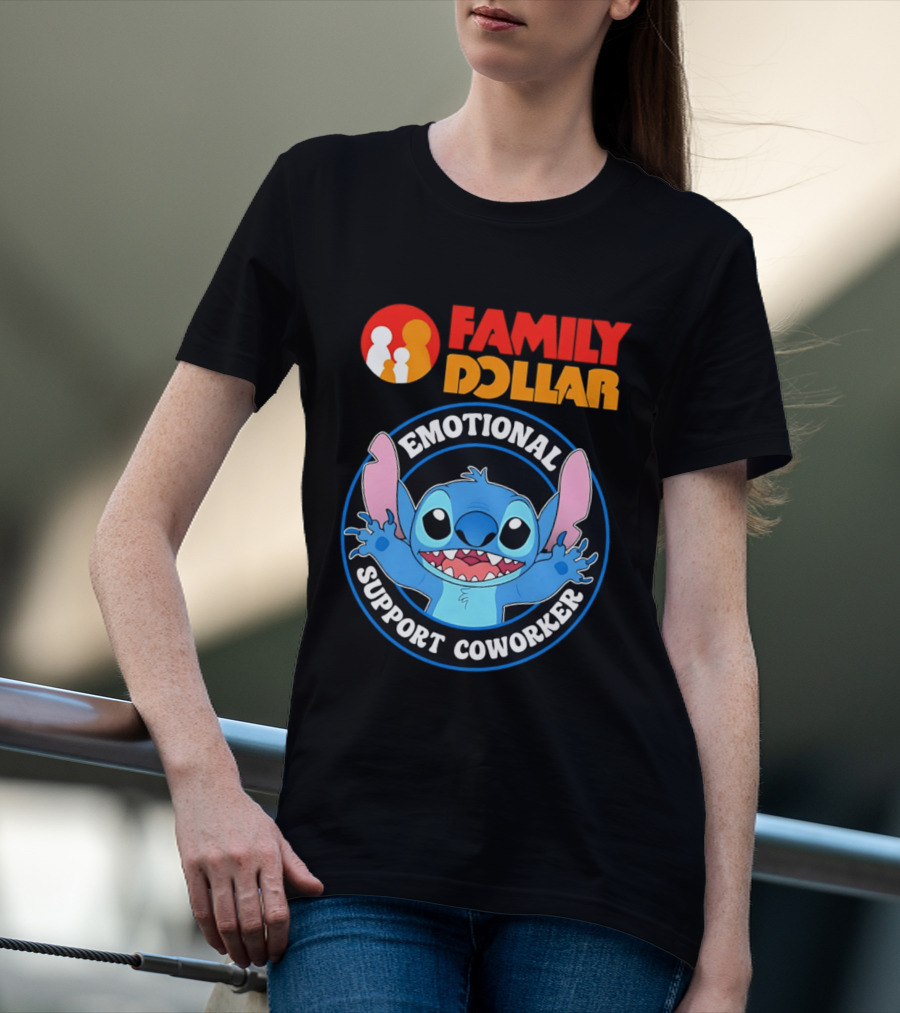 Family Dollar Emotional Support Coworker Stitch T-Shirt