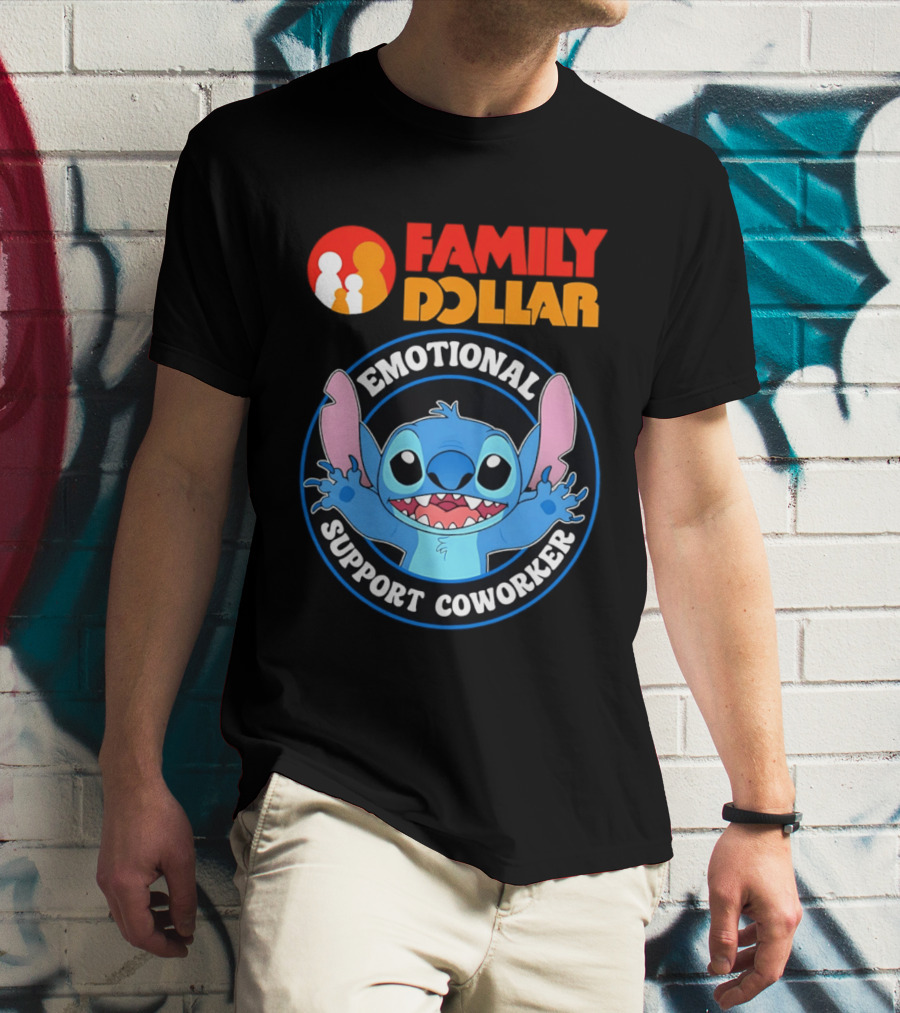 Family Dollar Emotional Support Coworker Stitch T-Shirt