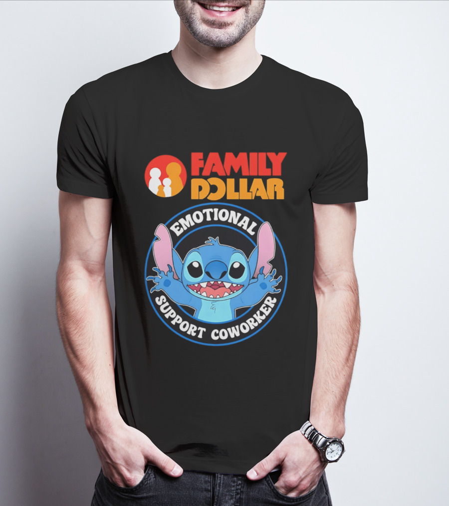 Family Dollar Emotional Support Coworker Stitch T-Shirt
