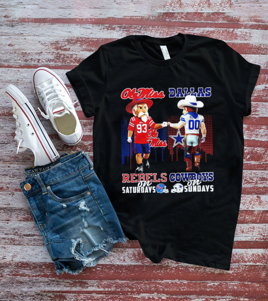 Ole Miss Rebels Saturdays Vs Dallas Cowboys Sundays Unity Skyline T-Shirt