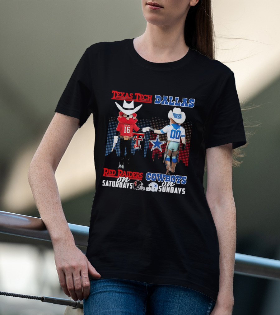 Texas Tech Red Raiders Saturdays Dallas Cowboys Sundays Skyline T-Shirt