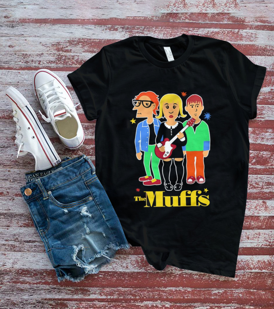 The Muffs Cartoon Characters Ronnie Kim And Roy Playing Guitar T-Shirt