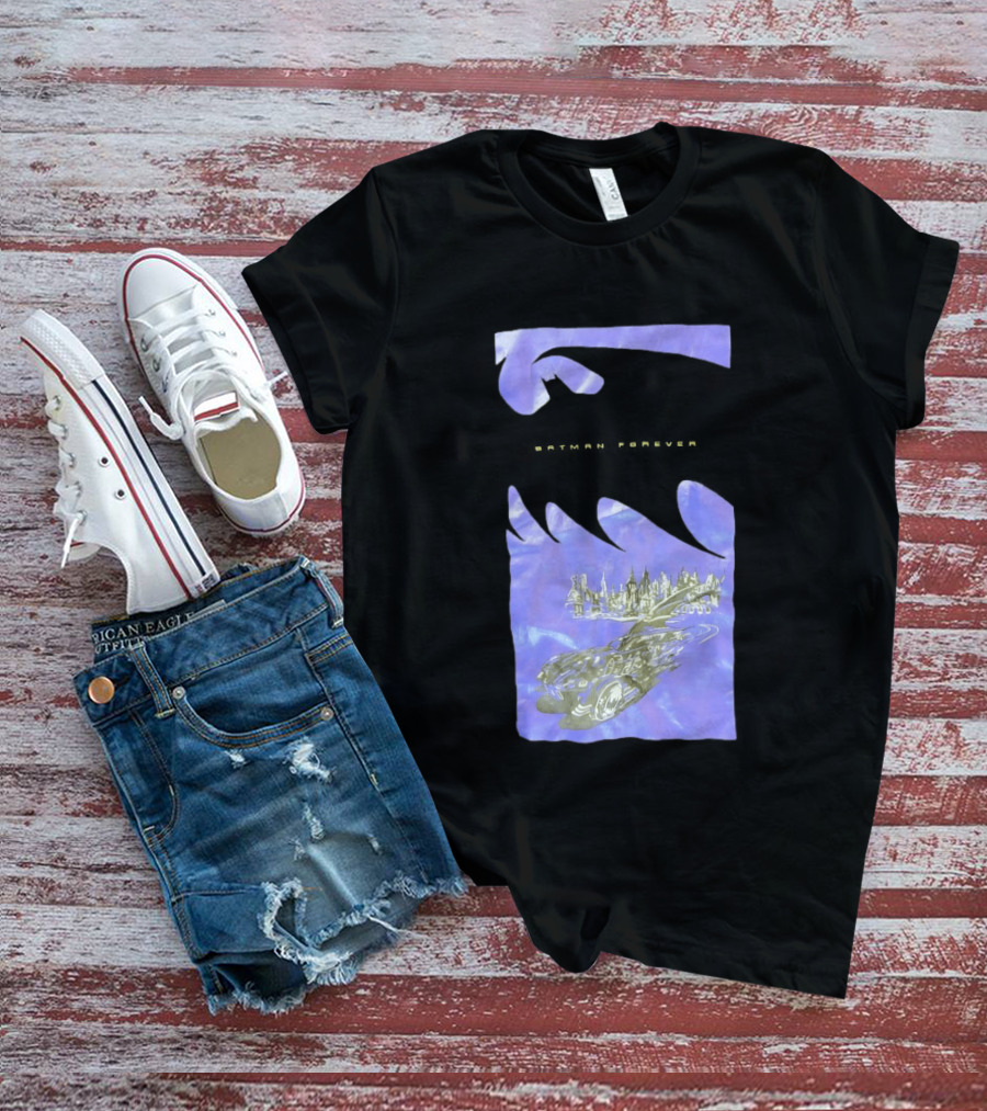 Photos Of A Batman Forever Gotham City Skyline Batmobile T-Shirt