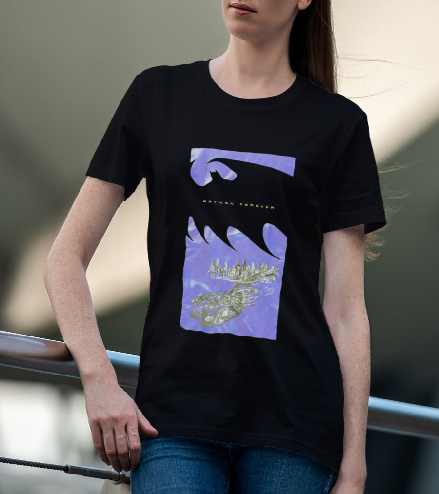 Photos Of A Batman Forever Gotham City Skyline Batmobile T-Shirt
