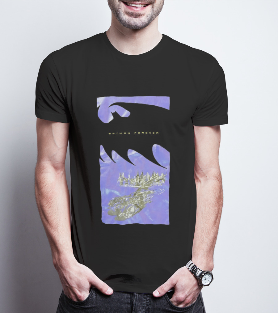 Photos Of A Batman Forever Gotham City Skyline Batmobile T-Shirt