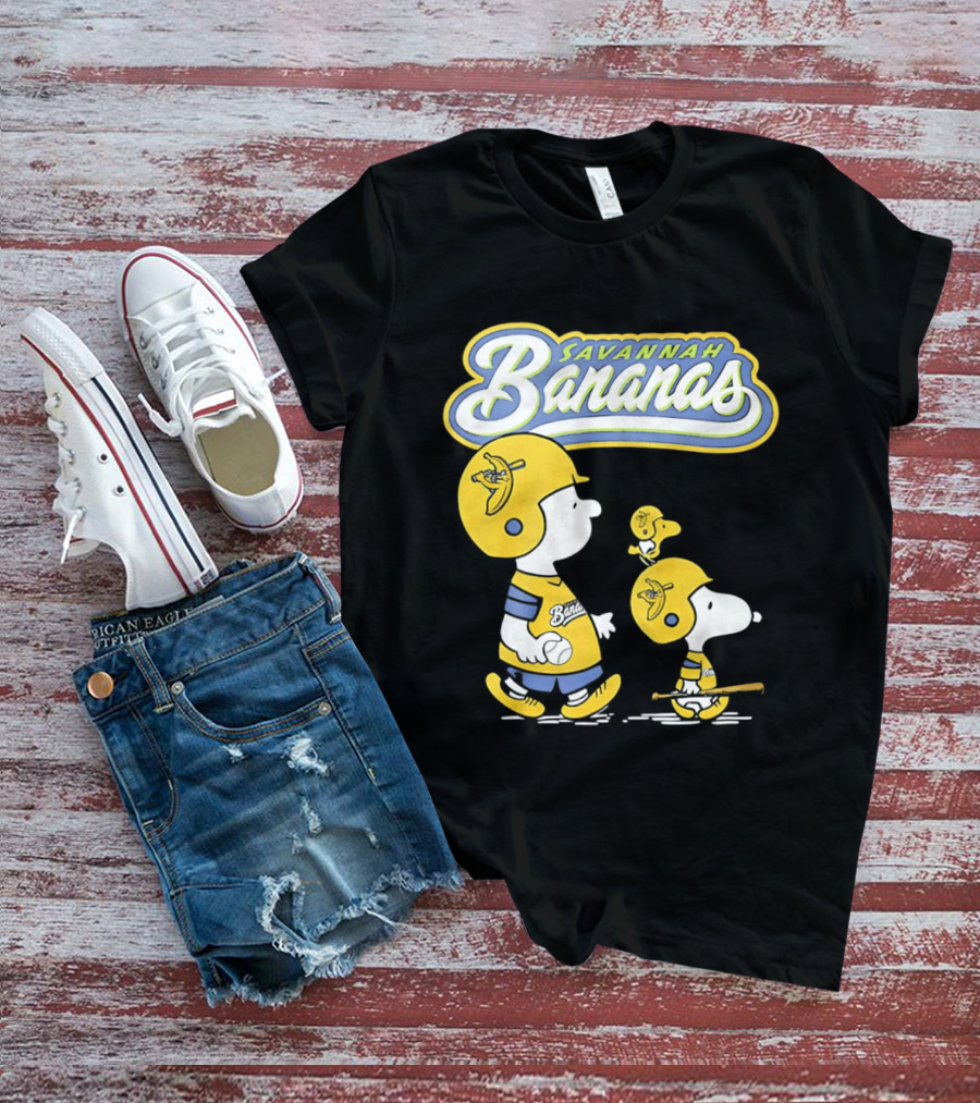 Savannah Bananas Snoopy Peanuts Baseball Player Helmet Bat T-Shirt
