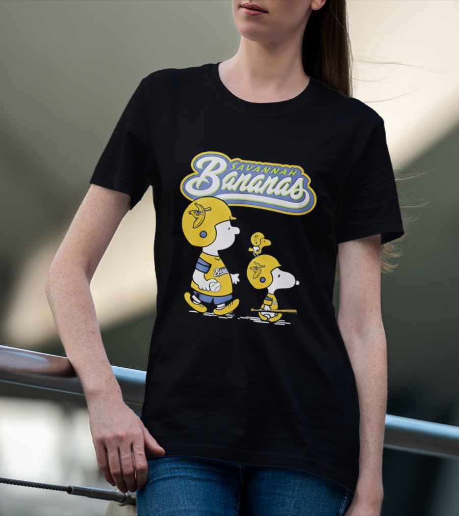 Savannah Bananas Snoopy Peanuts Baseball Player Helmet Bat T-Shirt