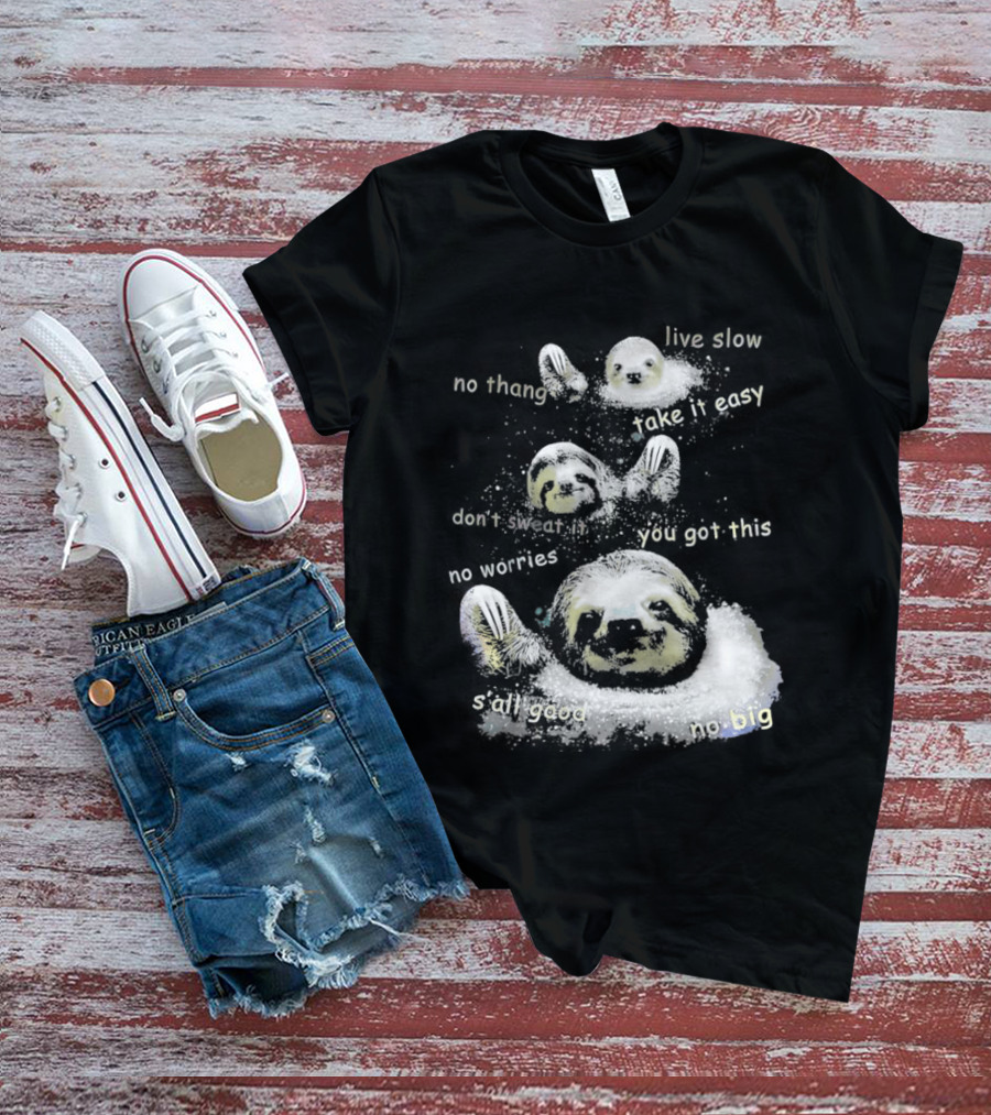Sloth No Thang Live Slow Take It Easy Don’t Sweat It You Got This No Worries T-Shirt