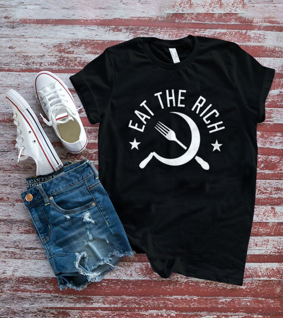 Eat The Rich Grunge Punk Fork And Crescent T-Shirt