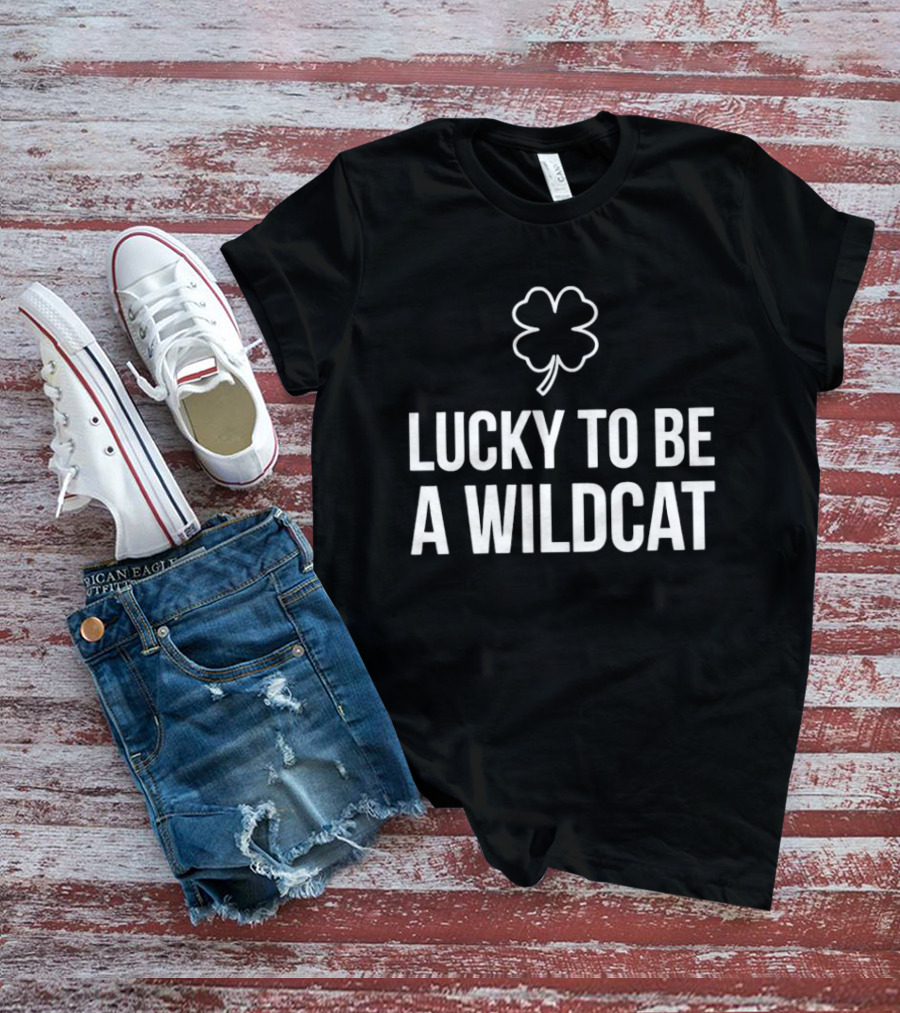 Lucky To Be A Wildcat Clover St Patrick's Day T-Shirt