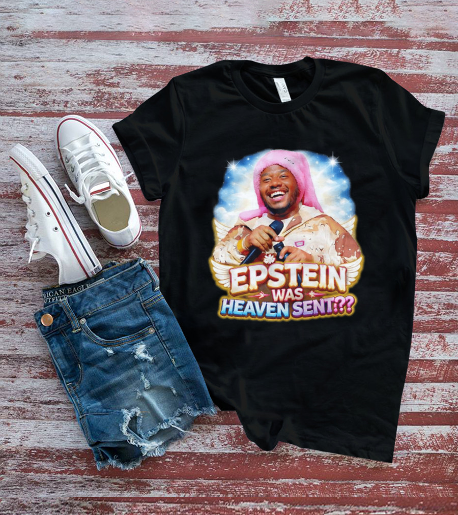 Epstein Was Heaven Sent Pink Hat Smiling Man With Microphone And Camouflage Jacket T-Shirt