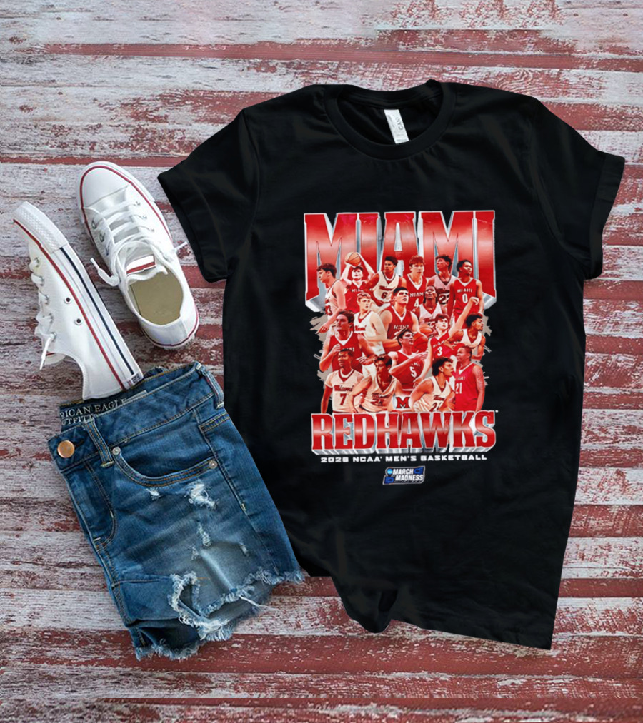 Miami RedHawks Basketball NCAA March Madness 2026 Team Collage T-Shirt