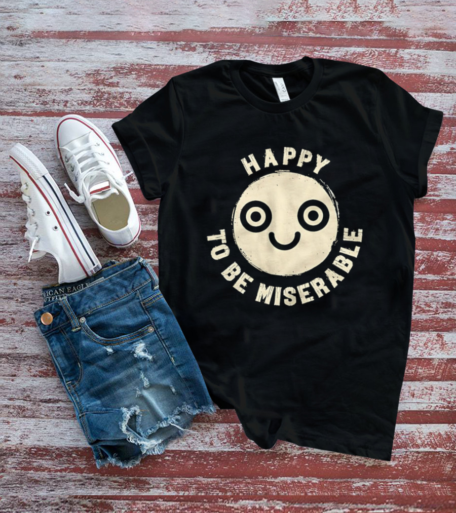Miserably Happy Smiley Face Circular T-Shirt