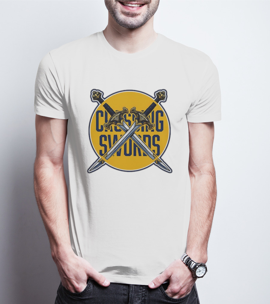 Crossing Swords Podcast Emblem Medieval Sword T-Shirt