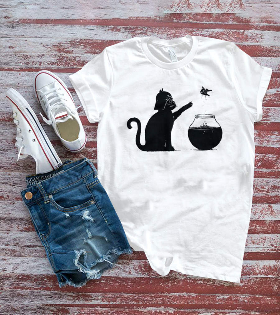Darth Cat Uses Force On Fish Bowl Star Wars T-Shirt