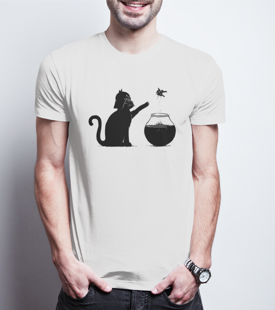 Darth Cat Uses Force On Fish Bowl Star Wars T-Shirt
