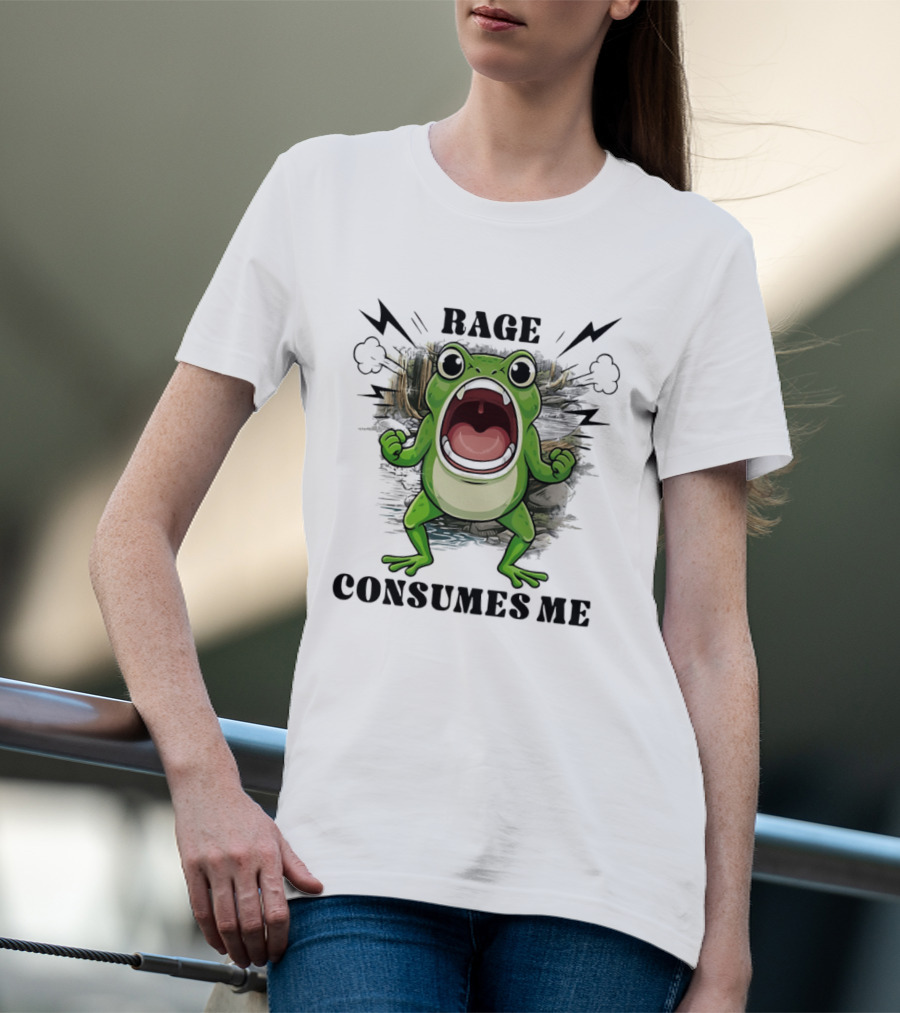 Rage Consumes Me Grumpy Frog Scream Meme T-Shirt