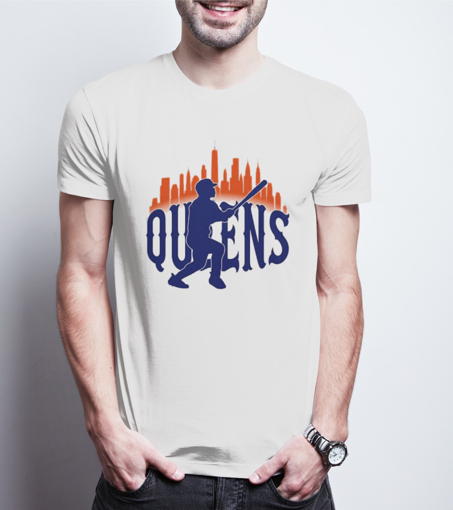 New York Mets Queens Baseball Skyline MLB T-Shirt