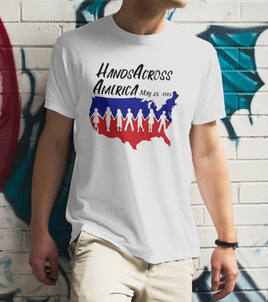 Hands Across America May 25 1986 USA Map T-Shirt