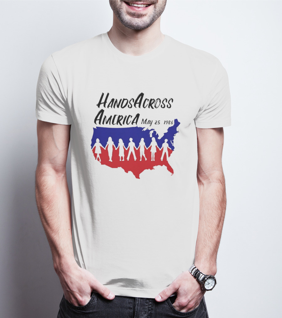 Hands Across America May 25 1986 USA Map T-Shirt