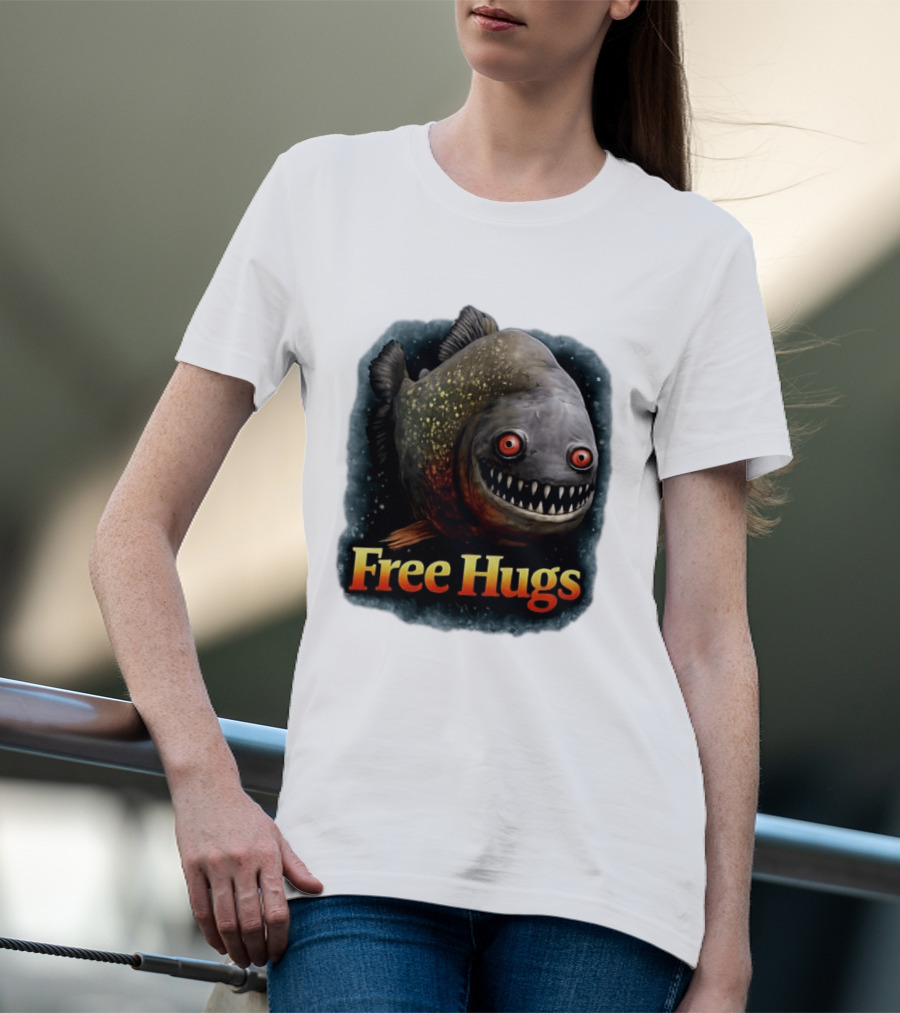 Piranha Free Hugs Creepy Fish Joke T-Shirt
