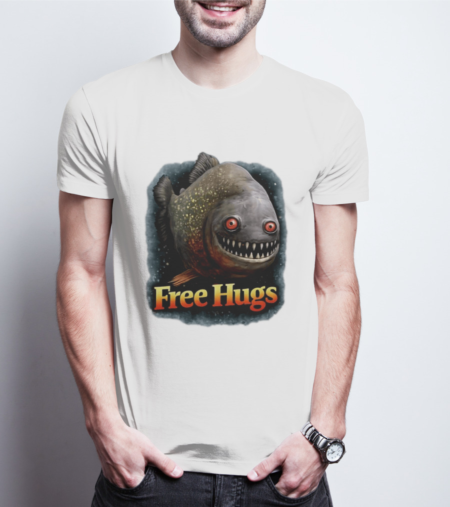 Piranha Free Hugs Creepy Fish Joke T-Shirt