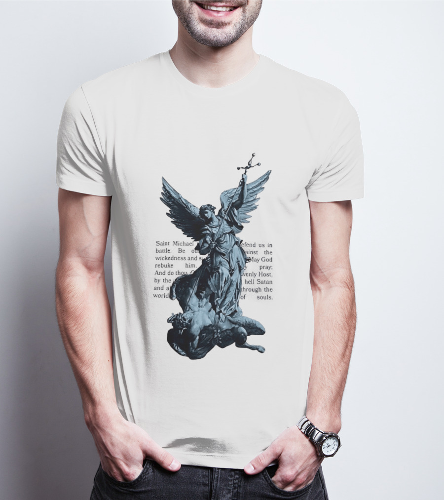 Saint Michael Overcoming Satan With Sword And Wings T-Shirt