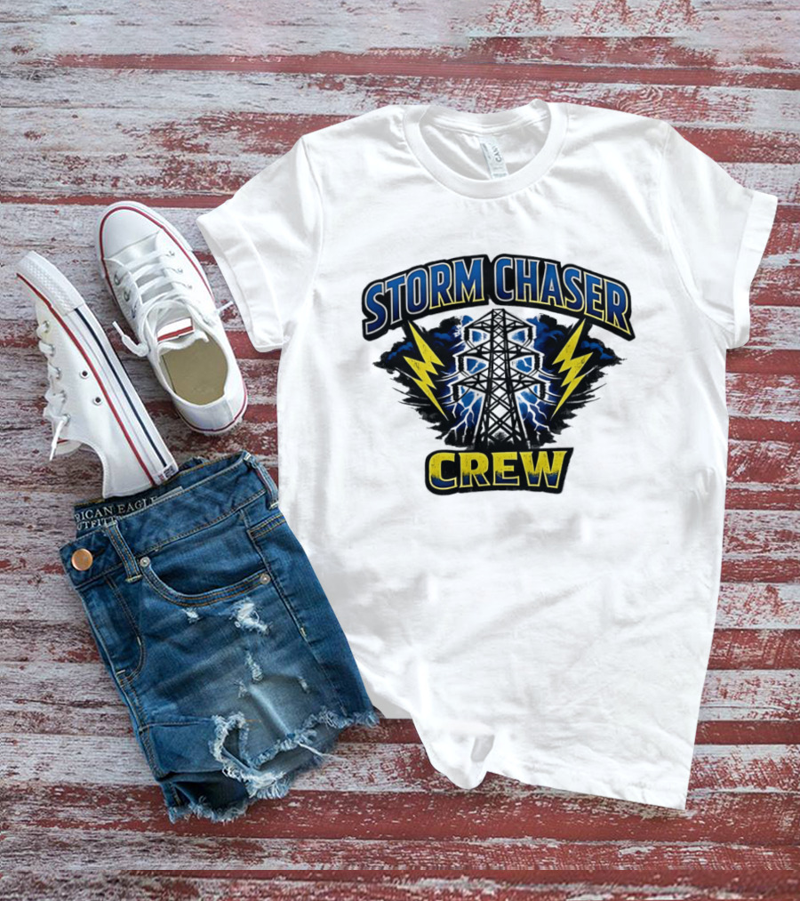 Storm Chaser Crew High Voltage Power Pole Lightning T-Shirt