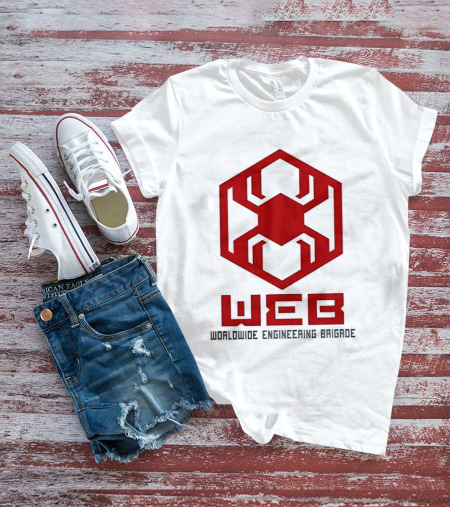 WEB Worldwide Engineering Brigade Red Spider Hexagon T-Shirt