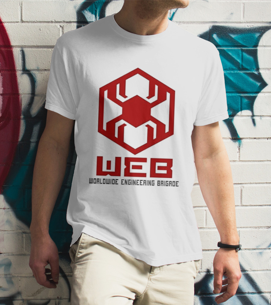 WEB Worldwide Engineering Brigade Red Spider Hexagon T-Shirt