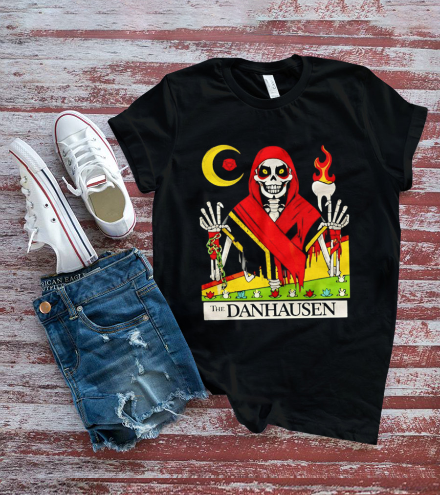 Skeleton In Red Outfit With Cursed WWE Tooth Danhausen T-Shirt