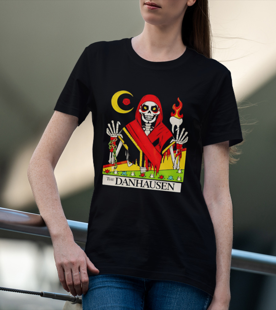 Skeleton In Red Outfit With Cursed WWE Tooth Danhausen T-Shirt