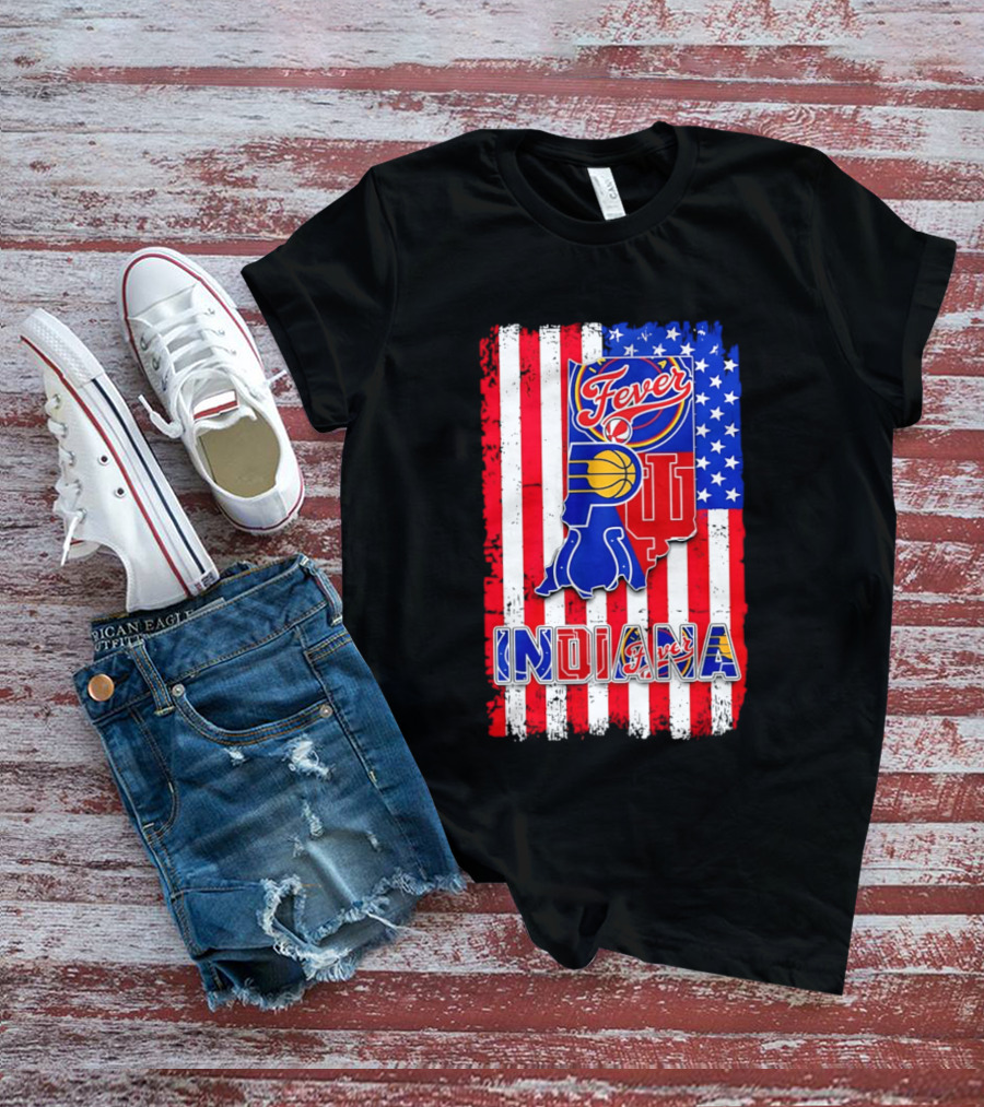 Indiana Fever Pacers Hoosiers American Flag T-Shirt