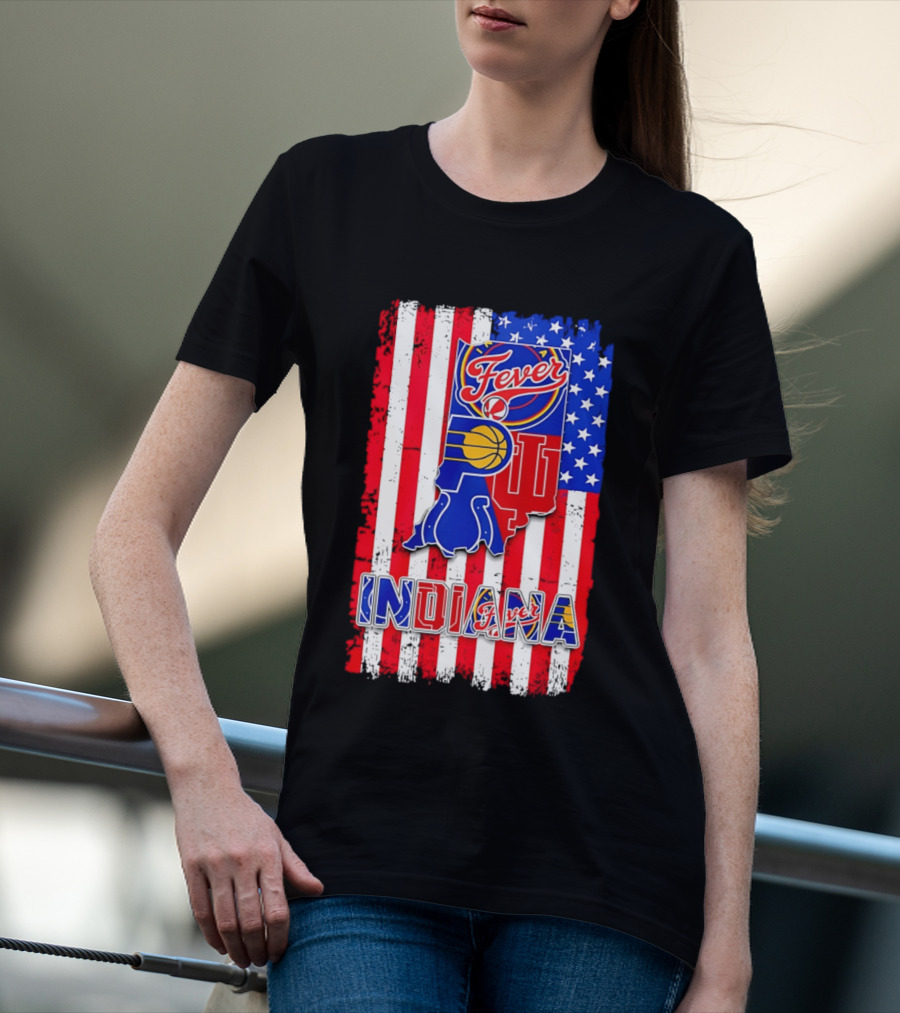 Indiana Fever Pacers Hoosiers American Flag T-Shirt