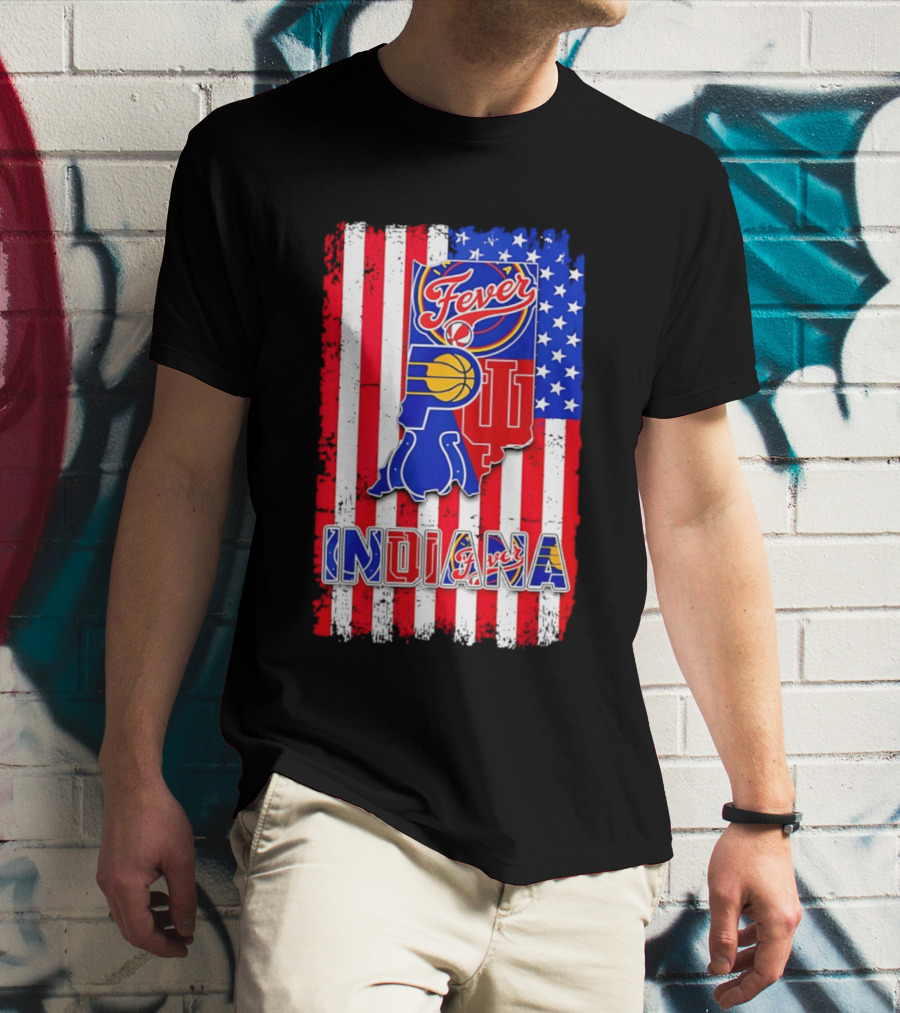 Indiana Fever Pacers Hoosiers American Flag T-Shirt