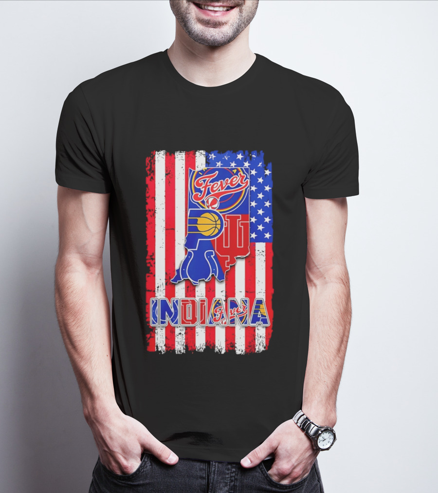 Indiana Fever Pacers Hoosiers American Flag T-Shirt