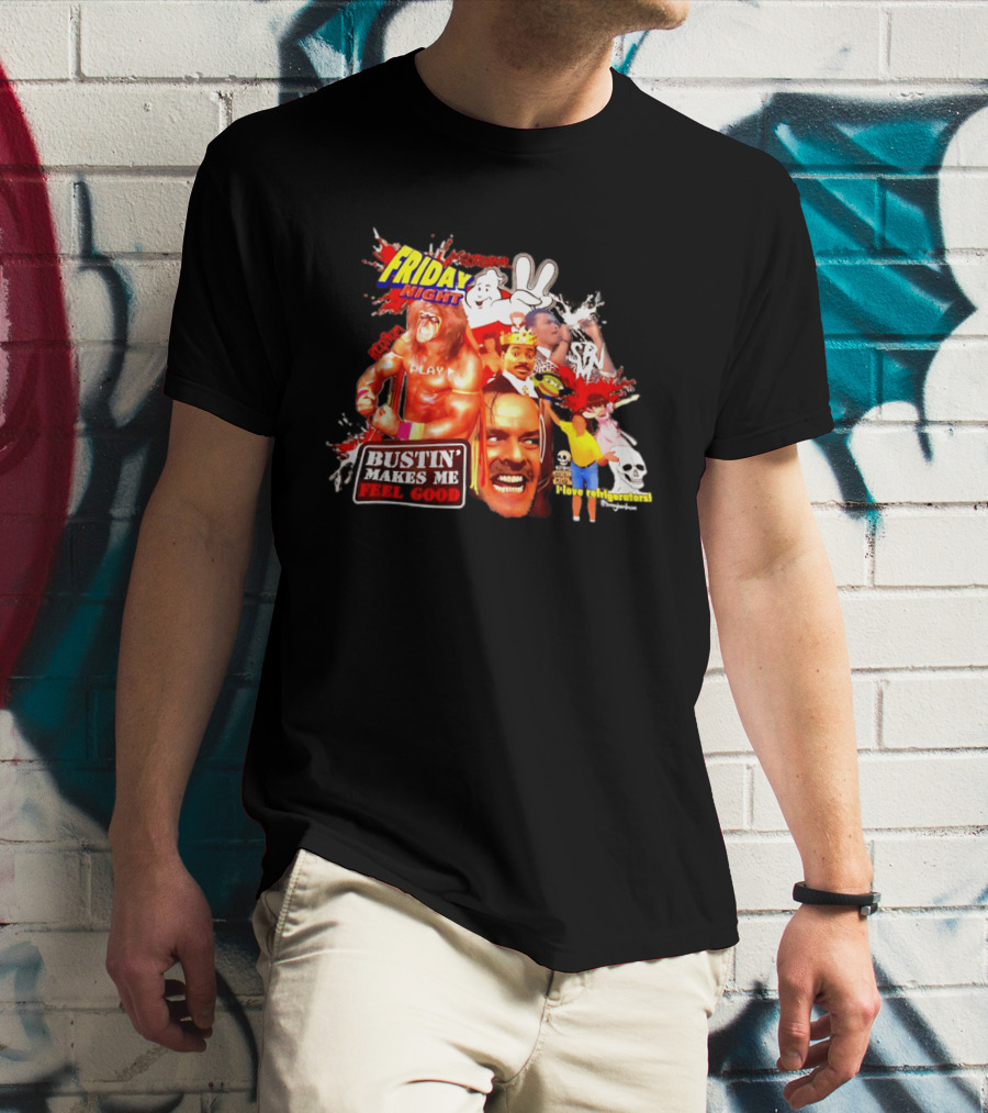 Friday Night Spook Man Bustin' Makes Me Feel Good Skeleton Lovers Retro Stars T-Shirt