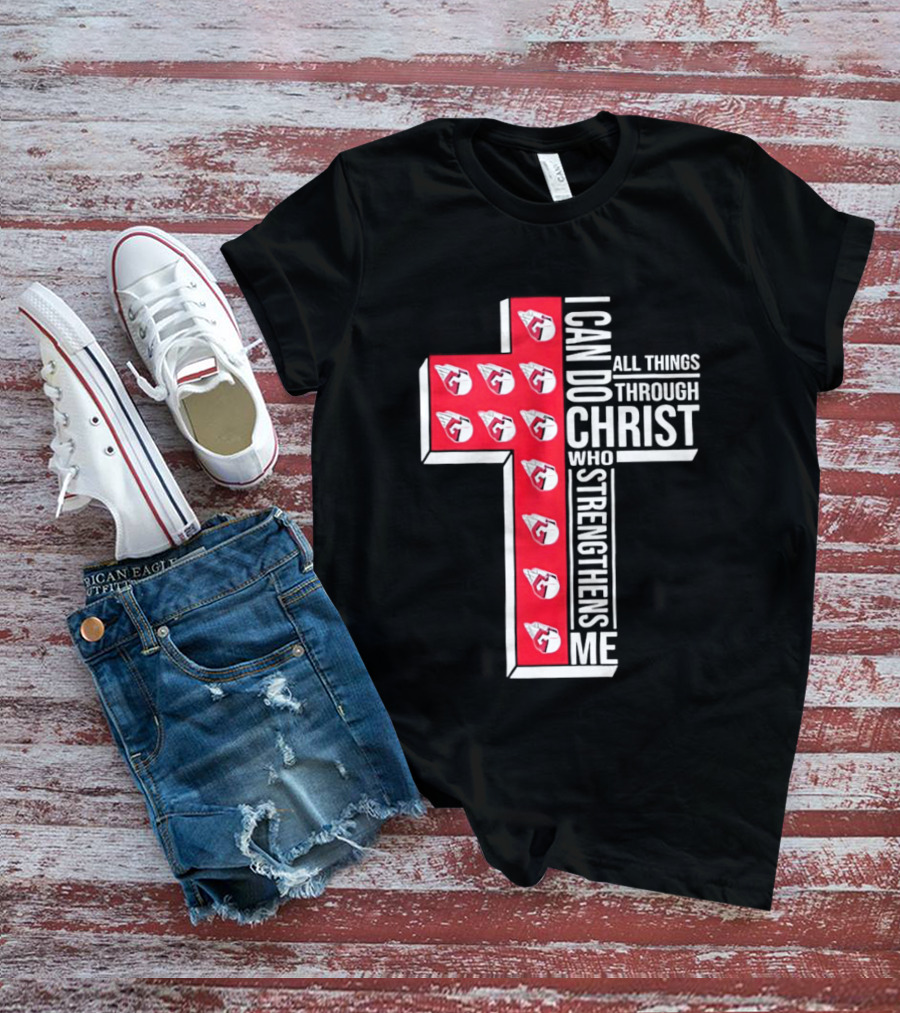 Cleveland Guardians I Can Do All Things Through Christ Cross T-Shirt