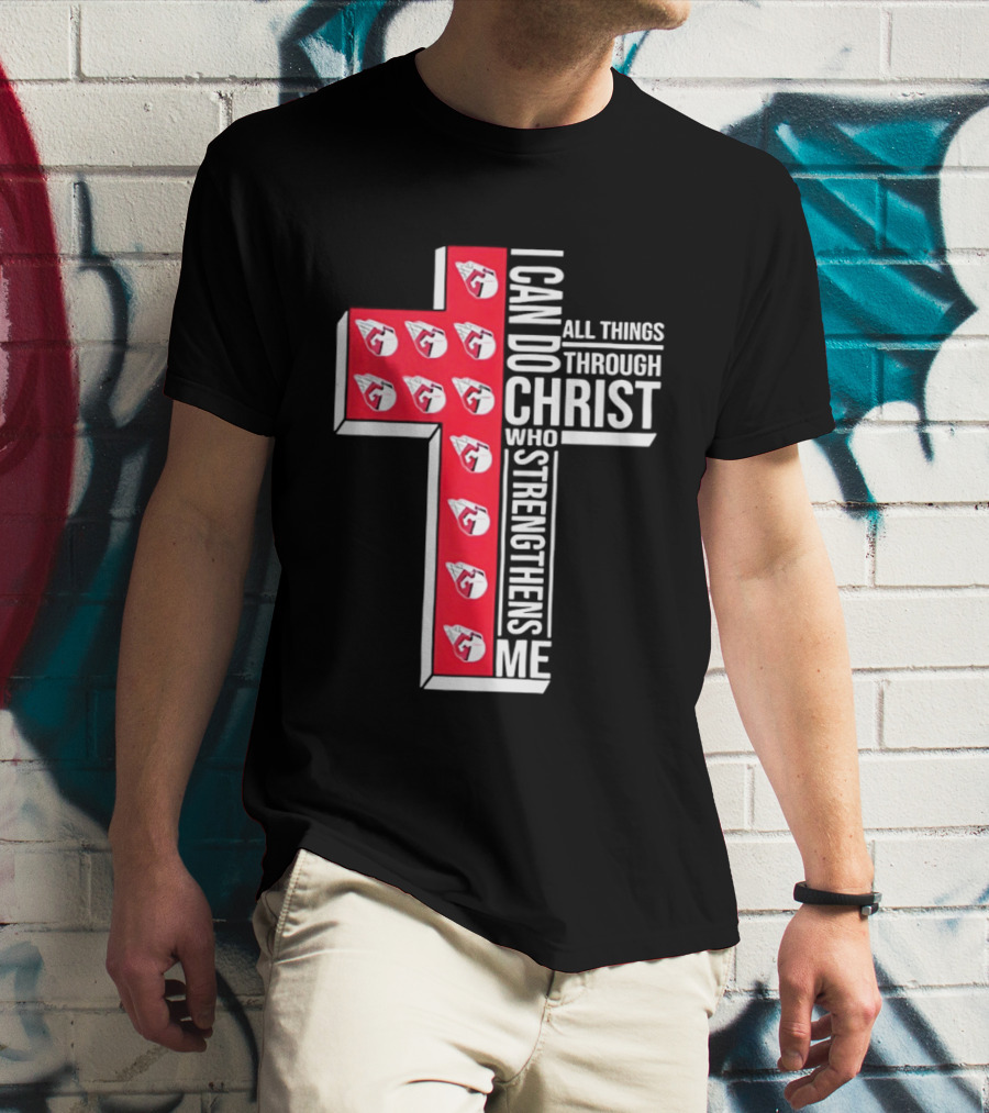 Cleveland Guardians I Can Do All Things Through Christ Cross T-Shirt
