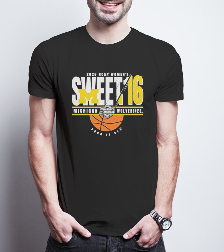 2026 NCAA Women's Sweet 16 Michigan Wolverines Tour It All T-Shirt