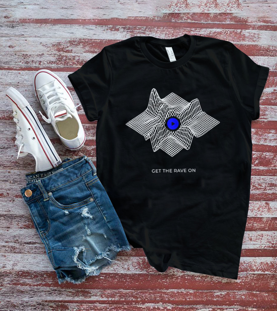 Get The Rave On Waveform Blue Center T-Shirt
