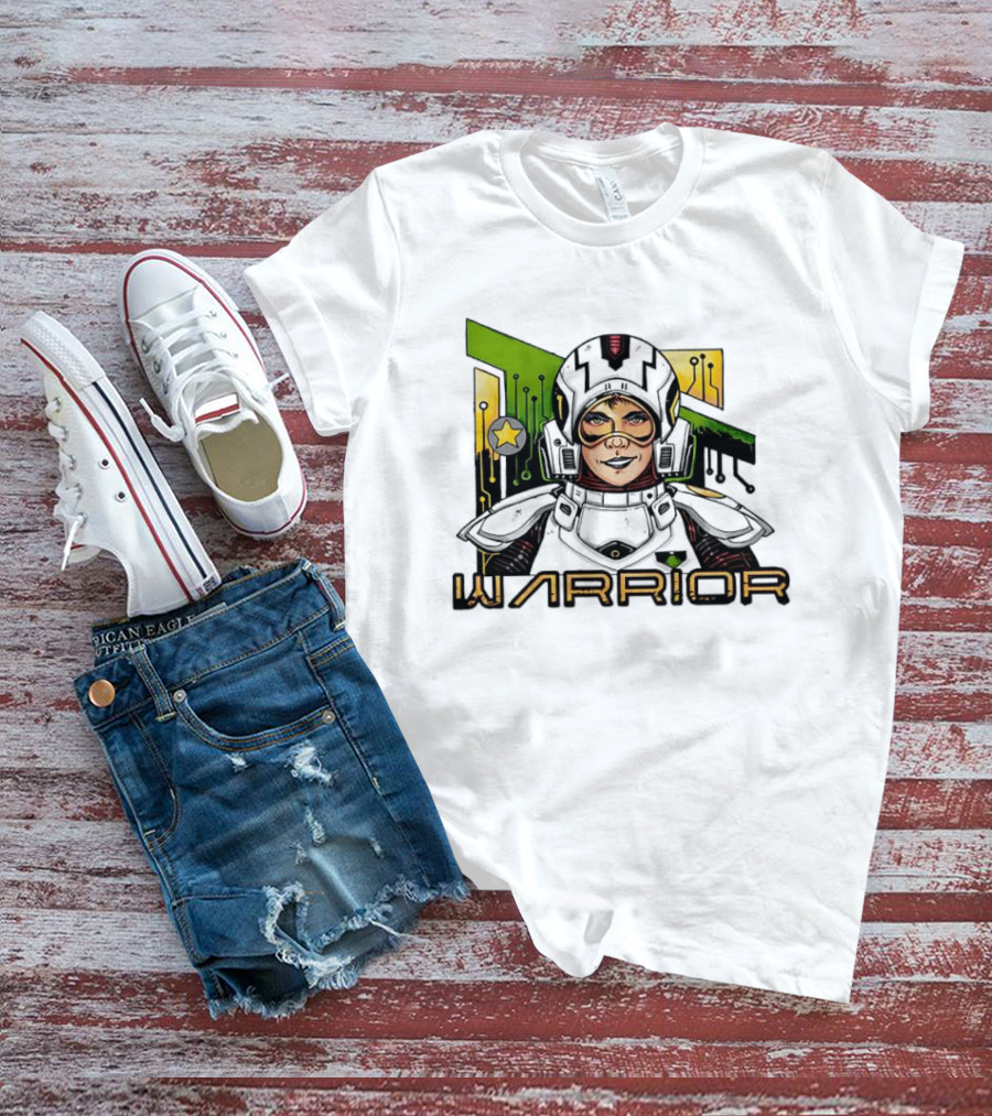 Riza Warrior Sci Fi Cybernetic Soldier With Helmet T-Shirt