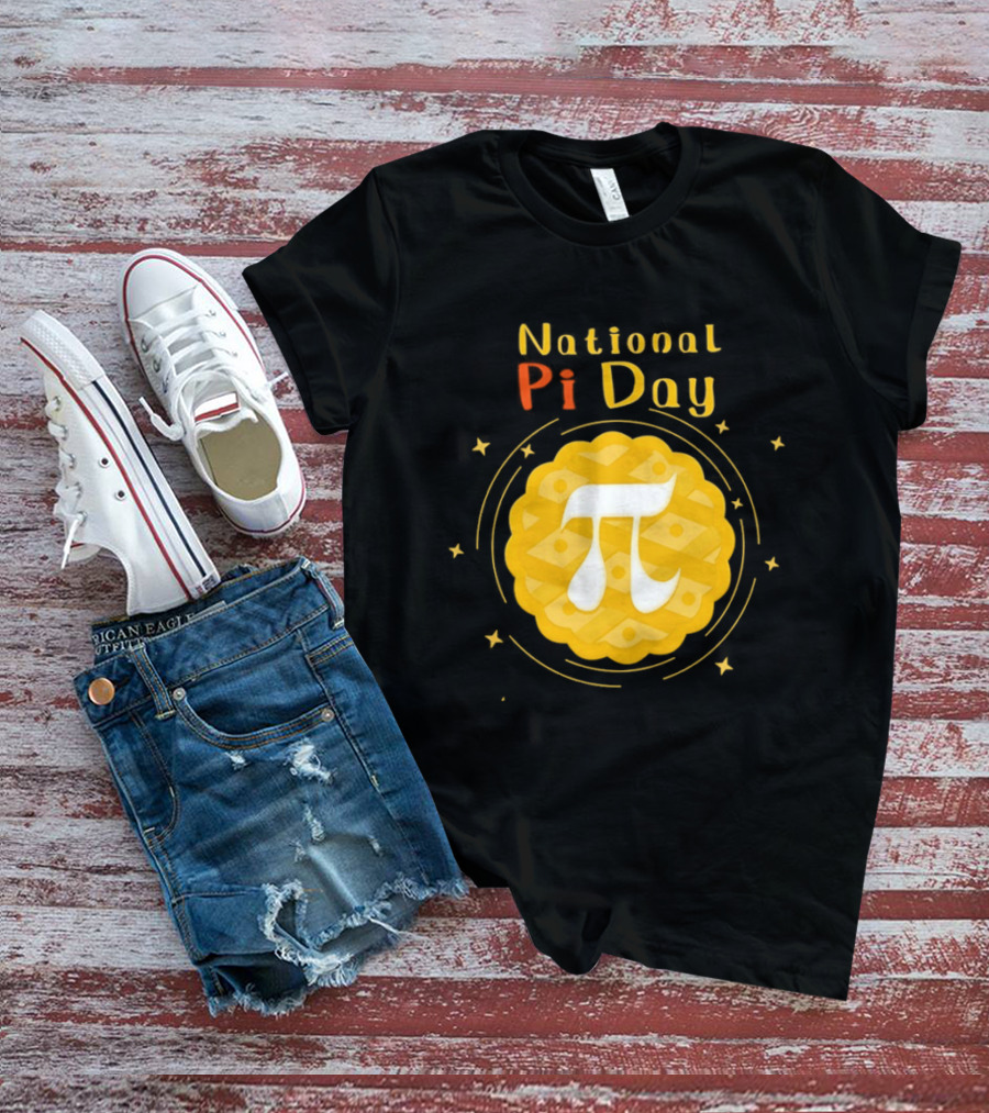 National Pi Day Pie Icon With Stars And Math T-Shirt