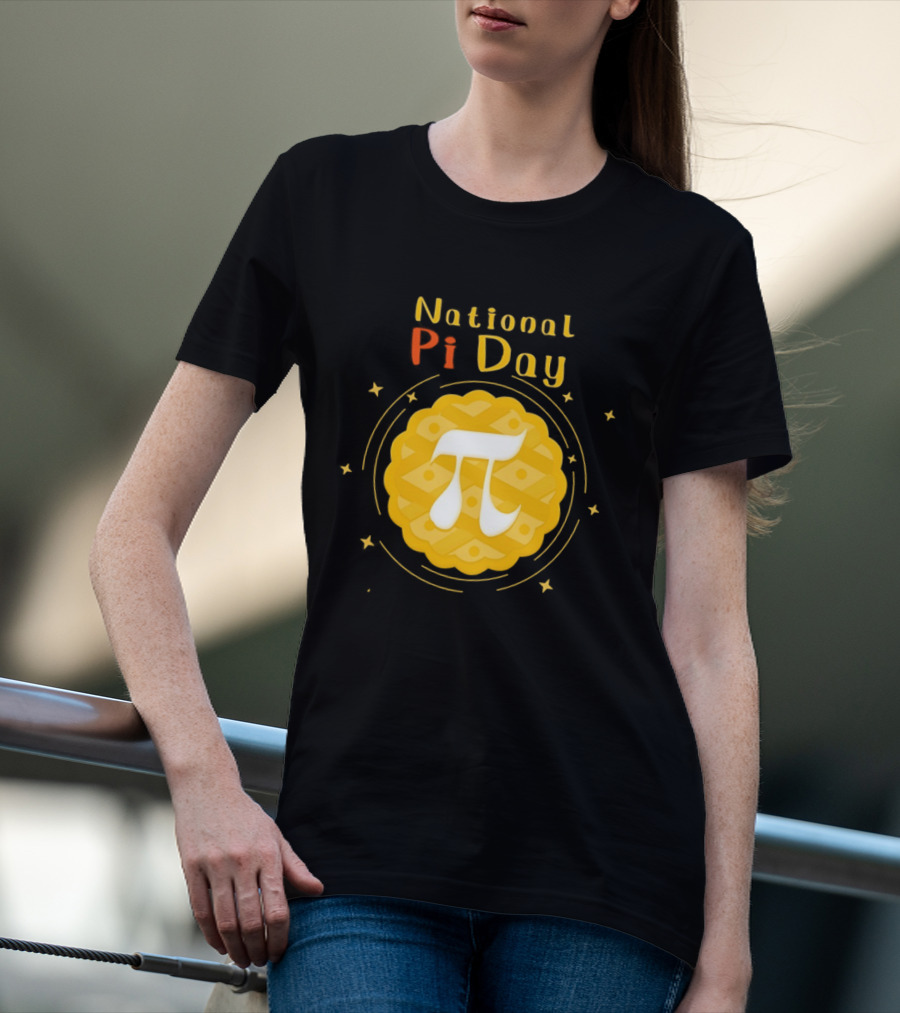 National Pi Day Pie Icon With Stars And Math T-Shirt