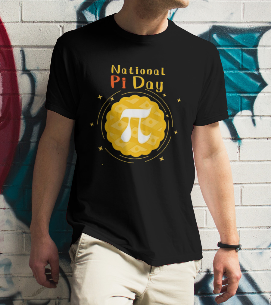 National Pi Day Pie Icon With Stars And Math T-Shirt
